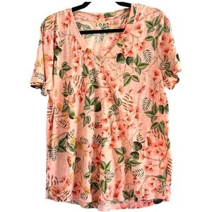 LOFT Tropical Floral V-Neck T-Shirt